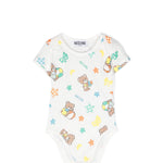 Moschino Kids Body Bianco con Stampa Teddy Bear per Neonati (fronte)