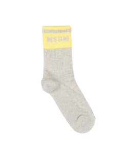 Msgm Kids Calzino Grigio e Giallo per Bambine
