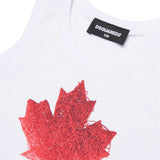 Dsquared2 Kids Canotta Bianca con Stampa Logo Foglia D'acero Unisex per Neonati