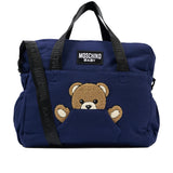 Moschino Kids Borsa Fasciatoio Blu Navy con Teddy e Logo