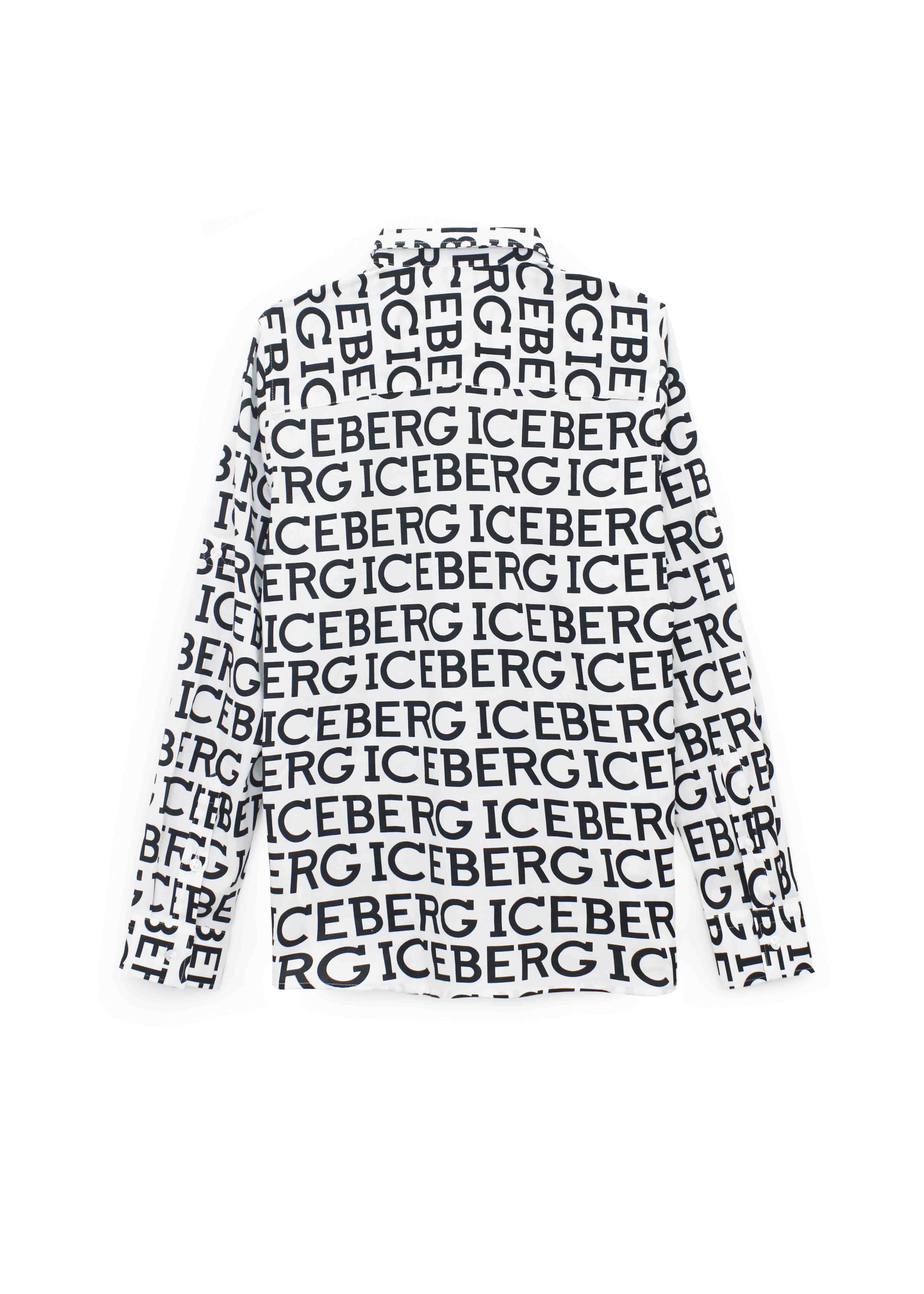 Iceberg Kids Camicia Bianca con Logo Monogram All-over