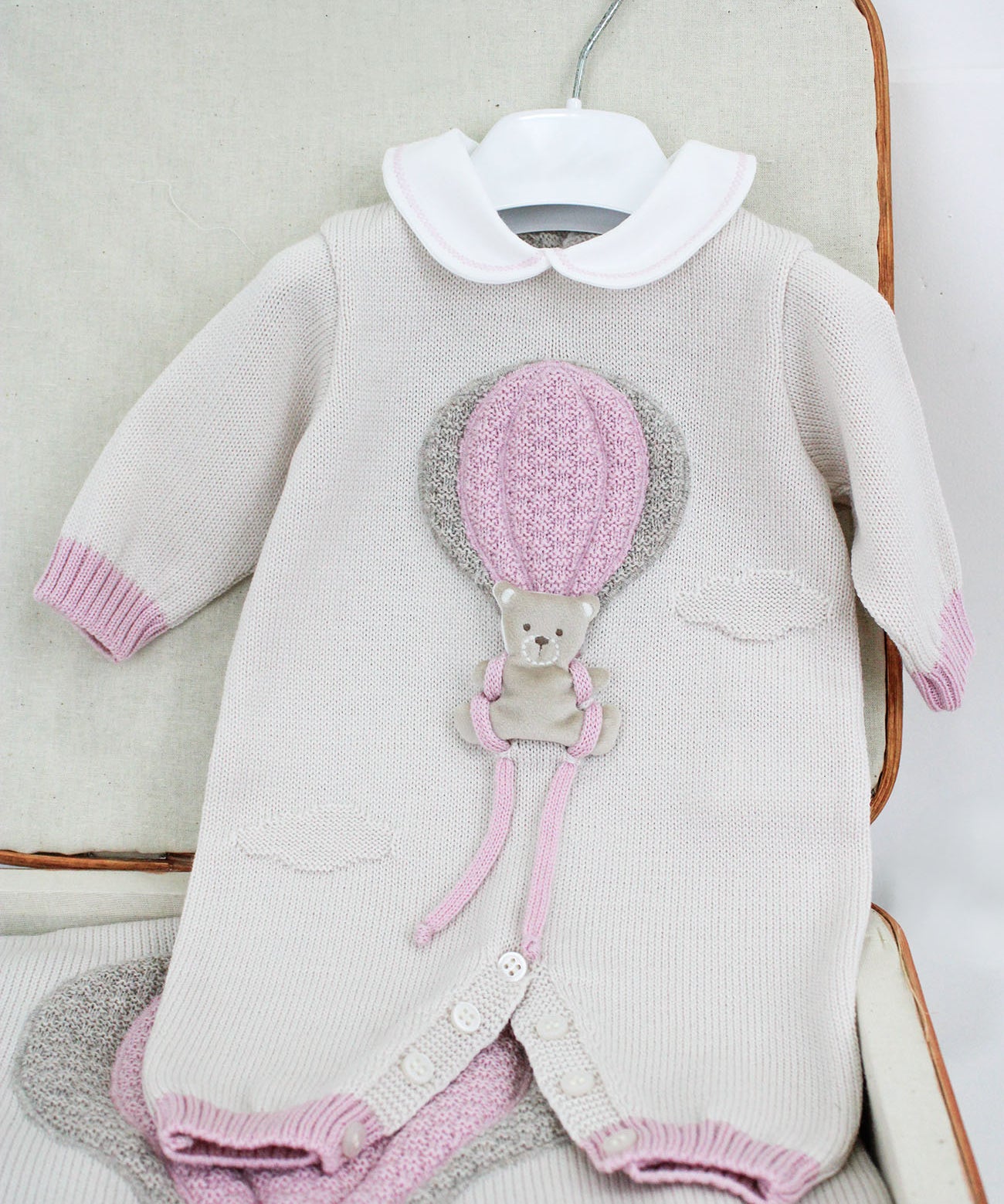 Marlù Tutina Rosa/Beige con Ricamo per Neonate
