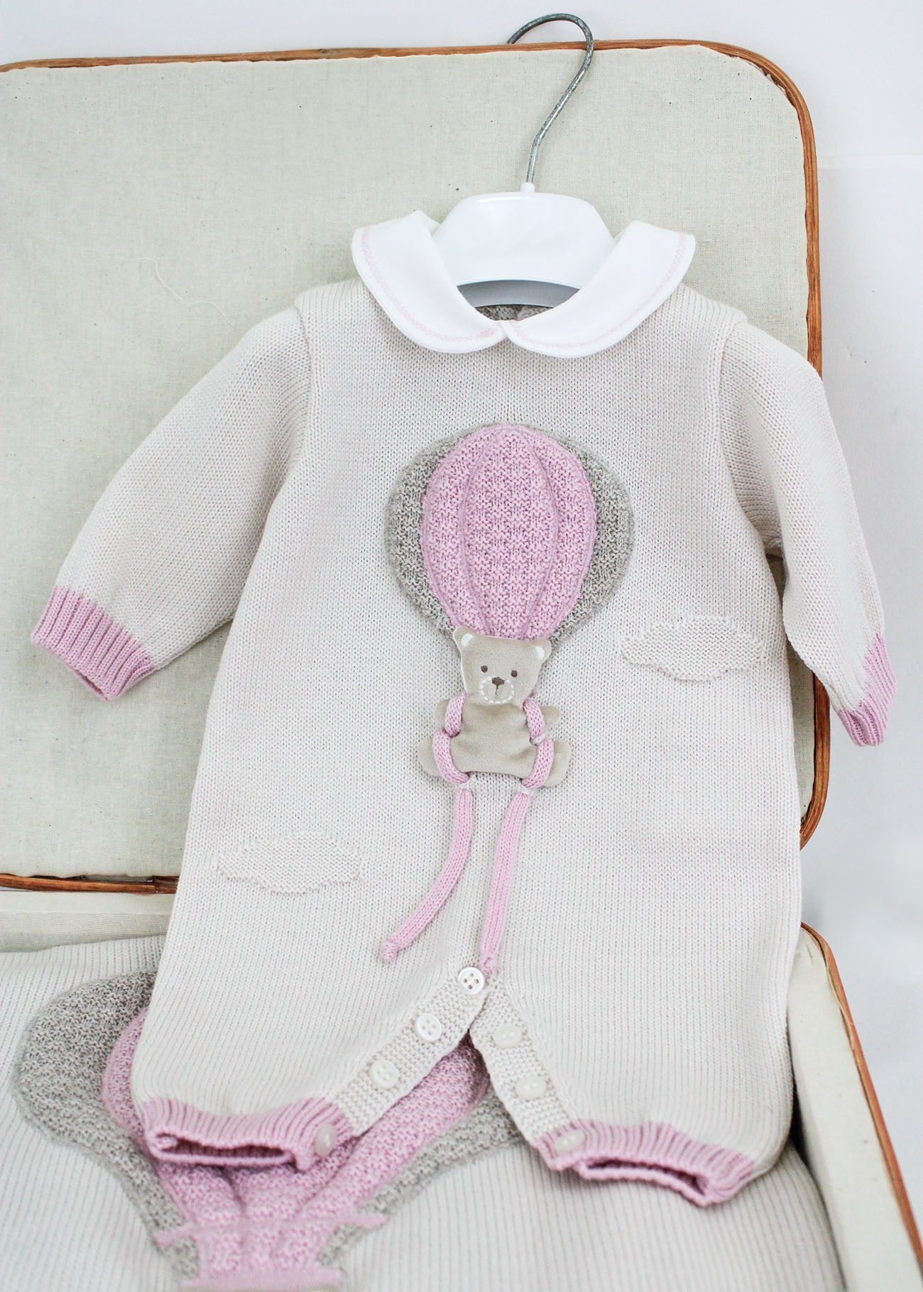 Marlù Tutina Rosa/Beige con Ricamo per Neonate