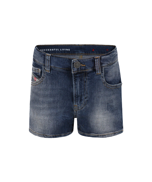 Diesel Kids Short Denim Scuro Per Bambine