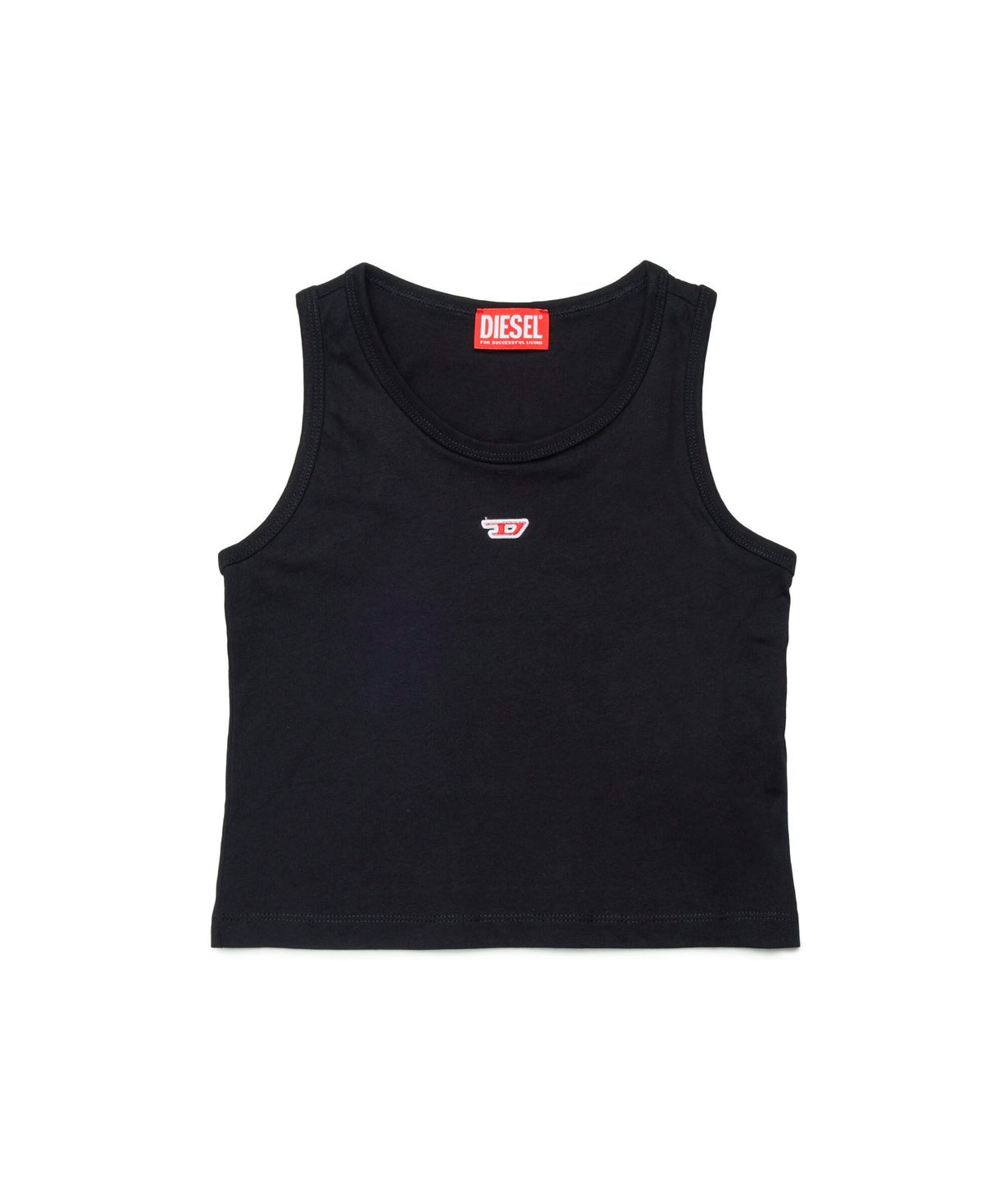 Diesel Kids Top Nero con Patch Oval D per Bambine