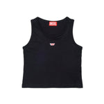 Diesel Kids Top Nero con Patch Oval D per Bambine