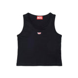Diesel Kids Top Nero con Patch Oval D per Bambine