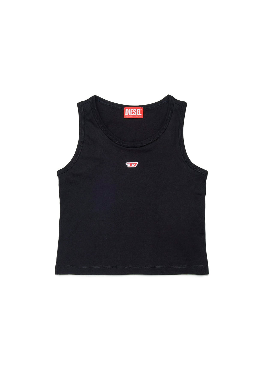 Diesel Kids Top Nero con Patch Oval D per Bambine