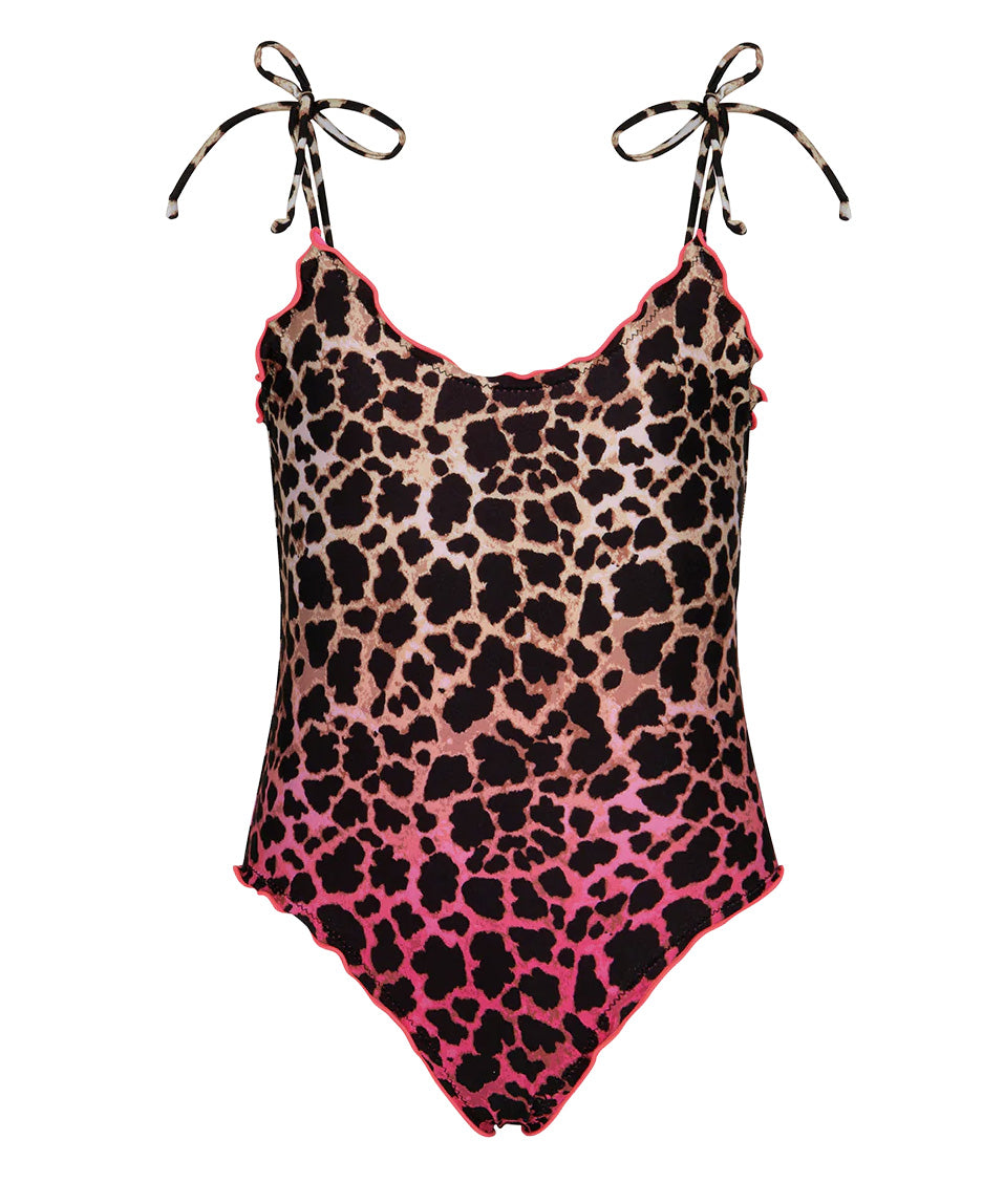 F**K Kids Costume Intero Fantasia Leopardato Rosa per Bambine