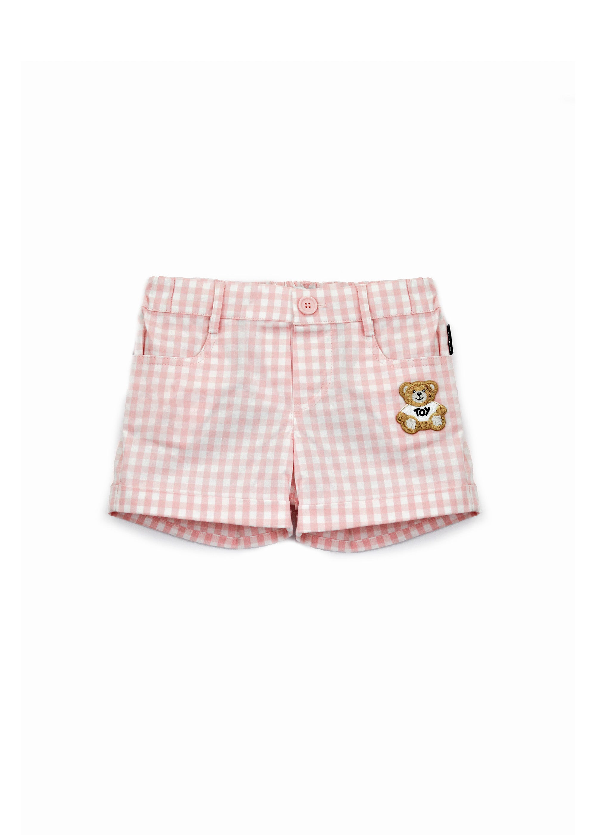 Moschino Kids Shorts Rosa a Quadri con Ricamo Toy per Neonate