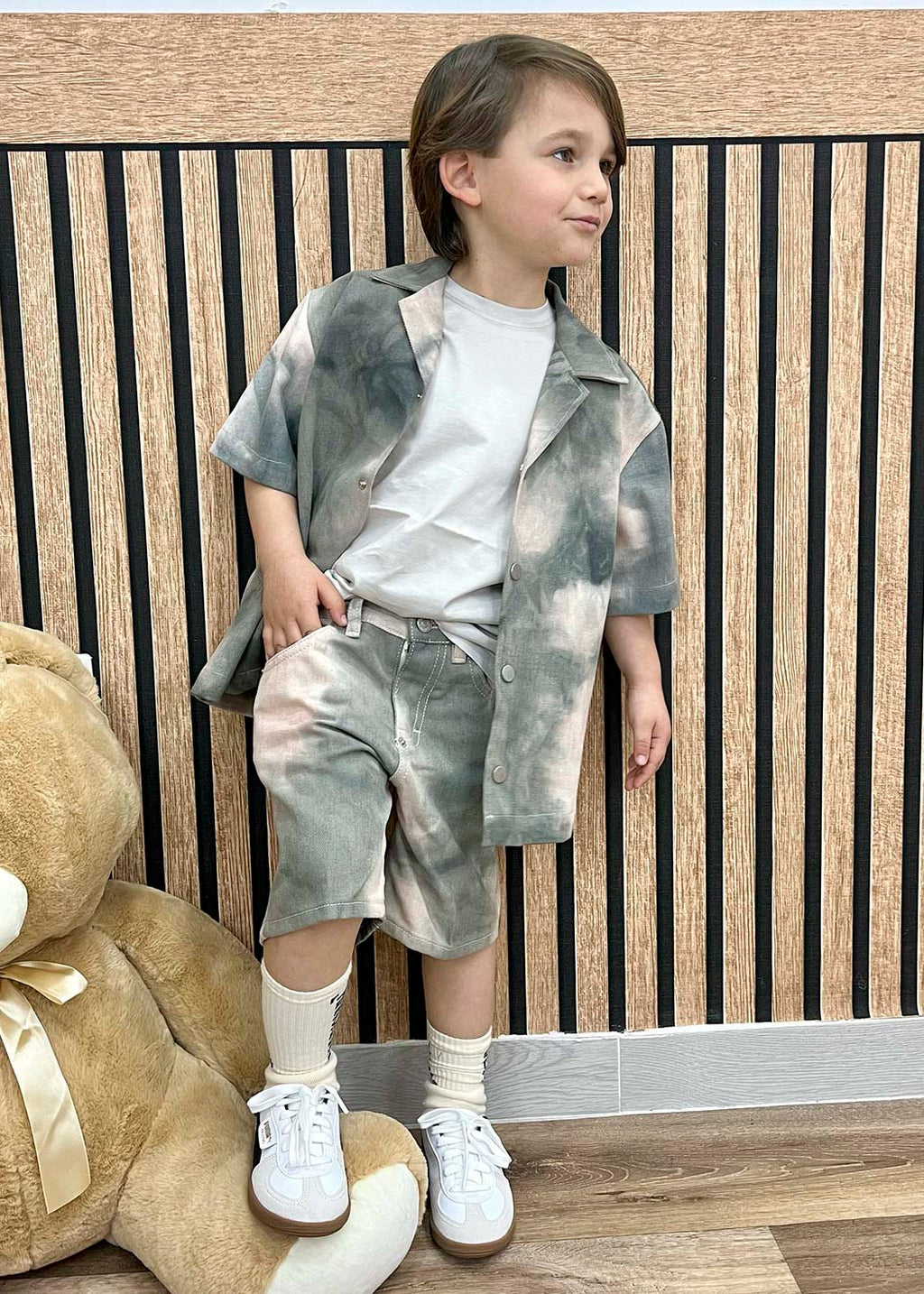 I'm Brian Bermuda Jeans Maltito Verde per Bambini