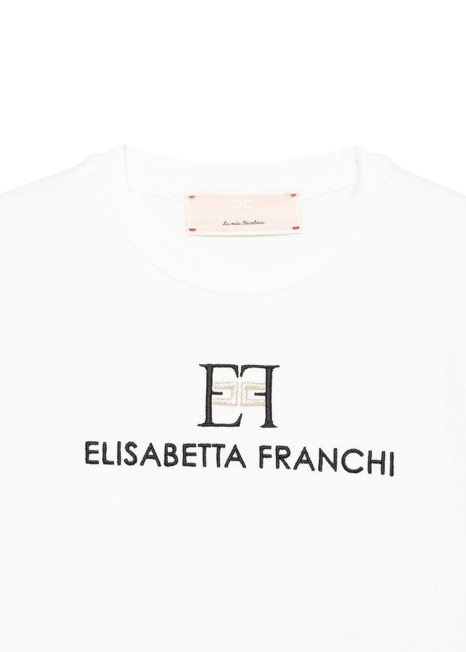 Elisabetta Franchi La Mia Bambina T-shirt Avorio/Nero con Stampa per Bambine