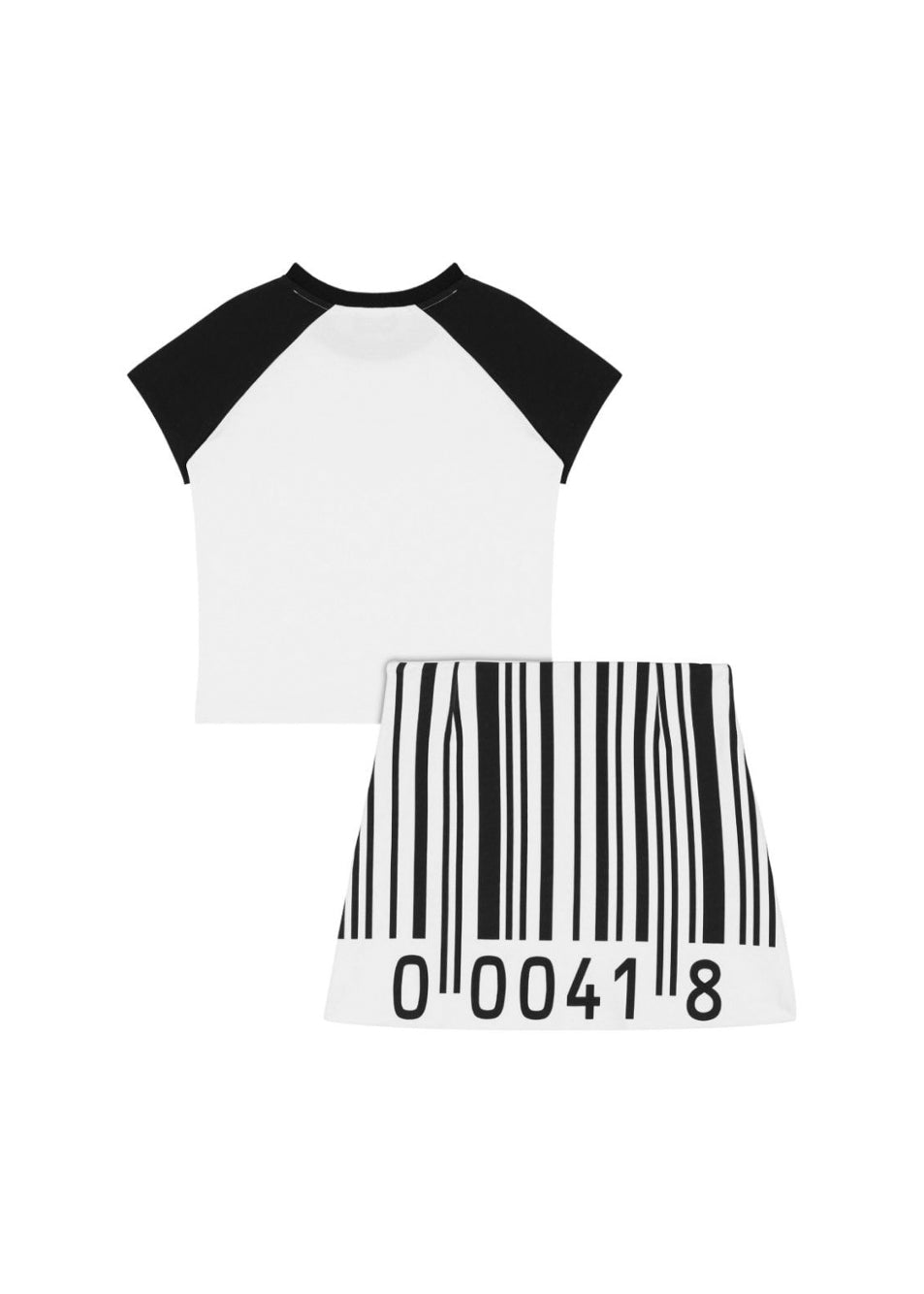 Moschino Kids Completo T-shirt con Gonna Bianco/Nero per Bambine (retro)