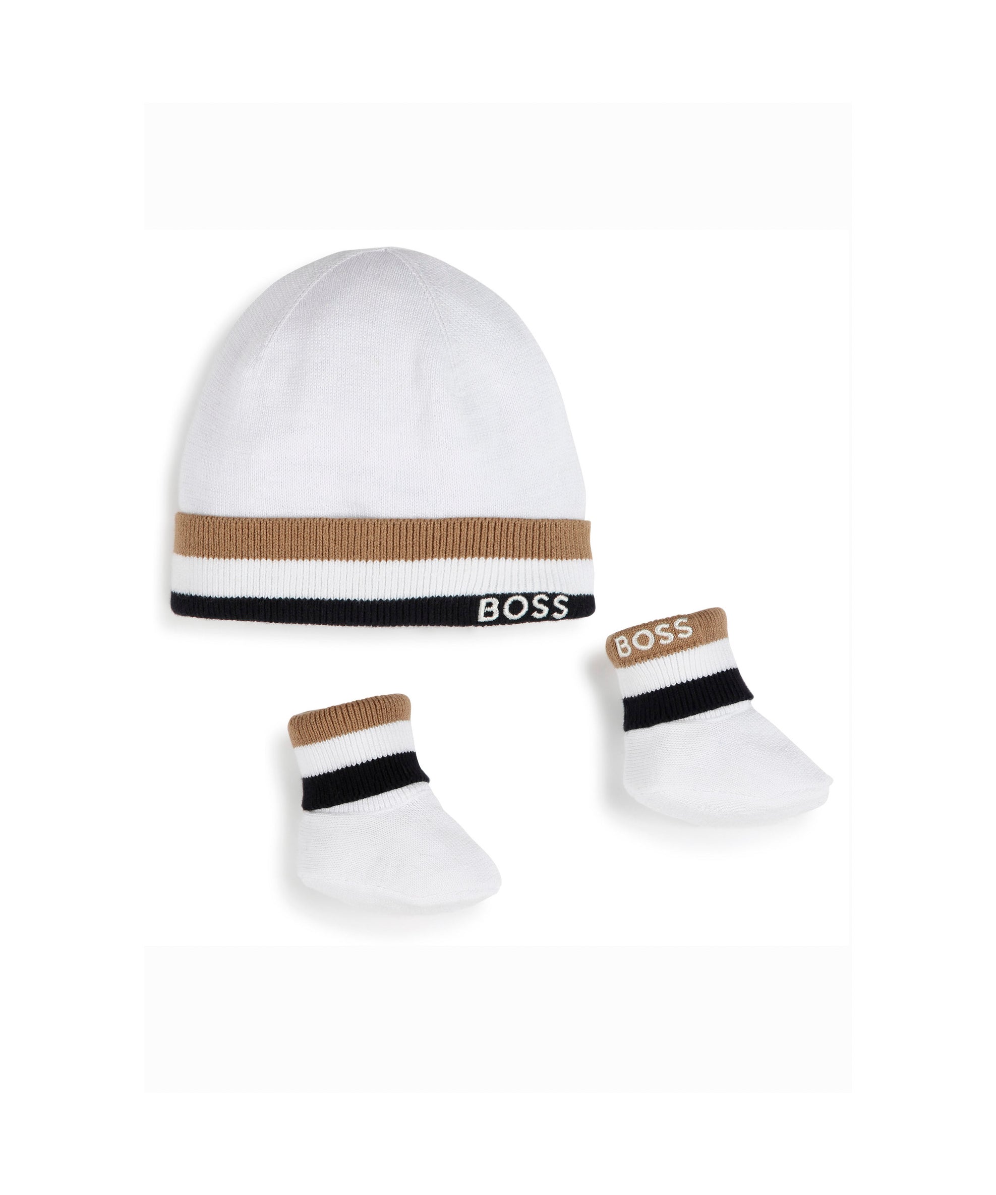 Boss Kids Completo Bianco Cappello con Scarpine per Neonati