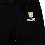Moschino Kids Pantaloni Nero in Felpa con Stampa Teddy Bear e Logo per Neonati