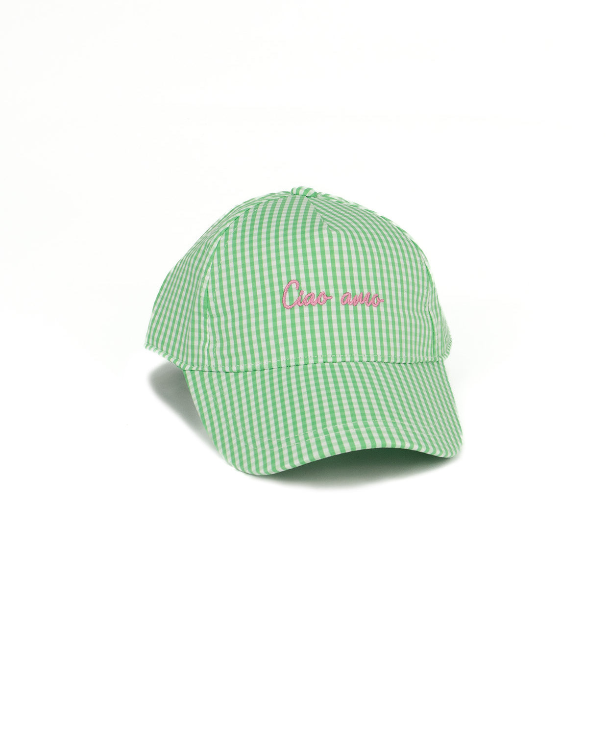 Vicolo Kids Cappello a Quadri Verde con Ricamo Rosa per Bambine