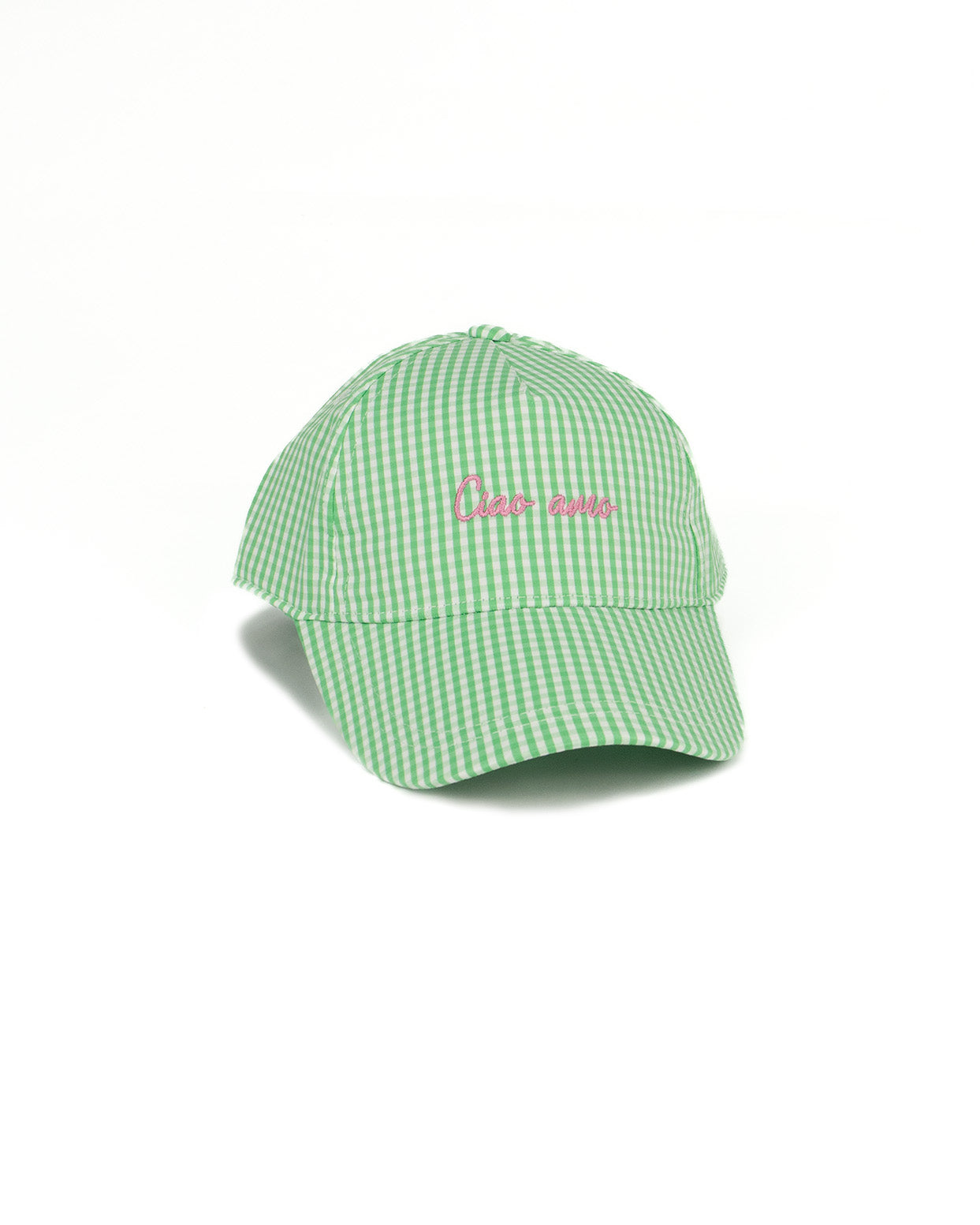 Vicolo Kids Cappello a Quadri Verde con Ricamo Rosa per Bambine