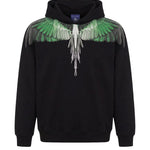 Marcelo Burlon County of Milan Kids Felpa Nero con Stampa Ali Verde per Bambini