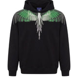 Marcelo Burlon County of Milan Kids Felpa Nero con Stampa Ali Verde per Bambini
