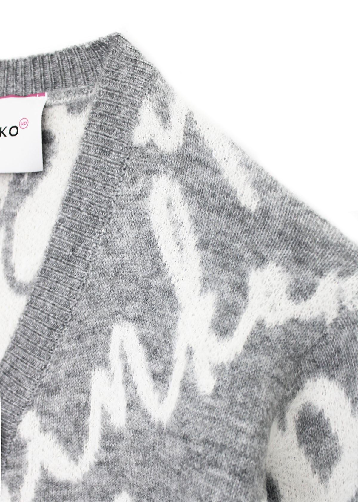 Pinko Kids Cardigan Grigio con Logo All-over per Bambine (dettaglio)