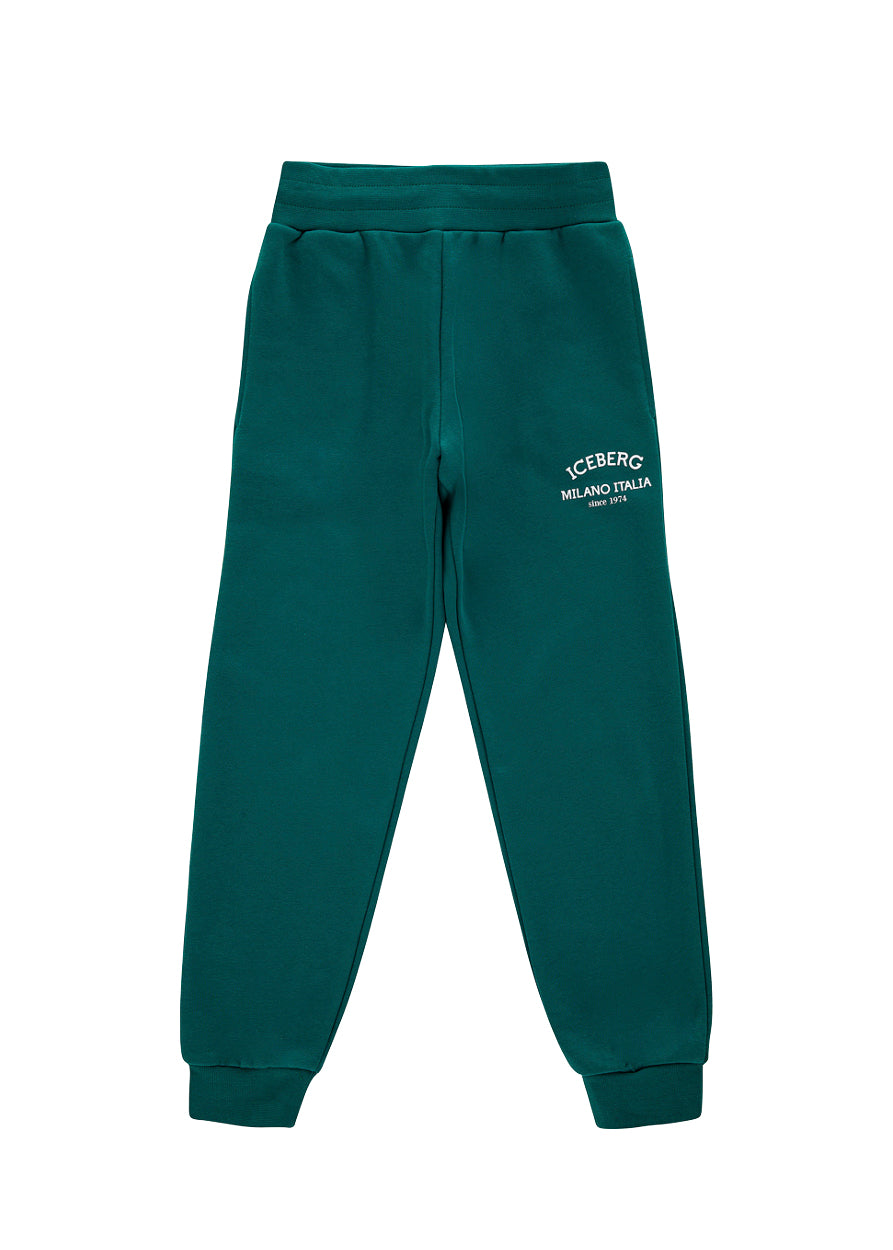 Iceberg Kids Pantaloni Joggers Verdi con Logo per Bambini