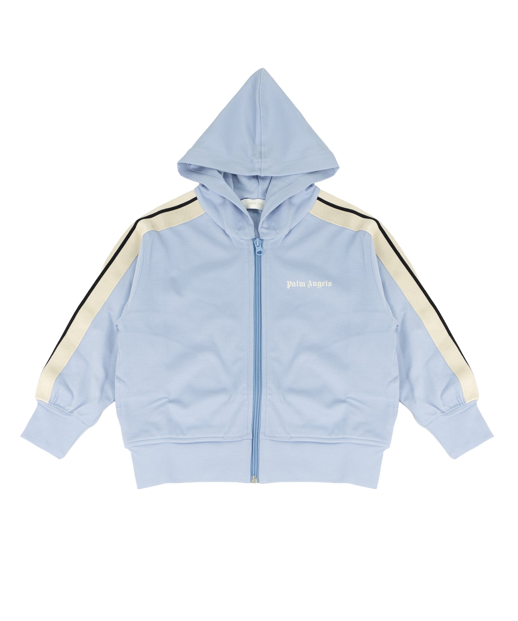Palm Angels Kids Felpa Celeste con Zip e Logo per Bambini
