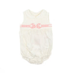 Elisabetta Franchi La Mia Bambina Pagliaccetto Avorio con Motivo Fiocco Rosa per Neonate