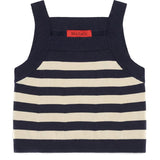 Max & co Canotta in Maglia a Righe con Logo Ricamato a Contrasto per Bambine