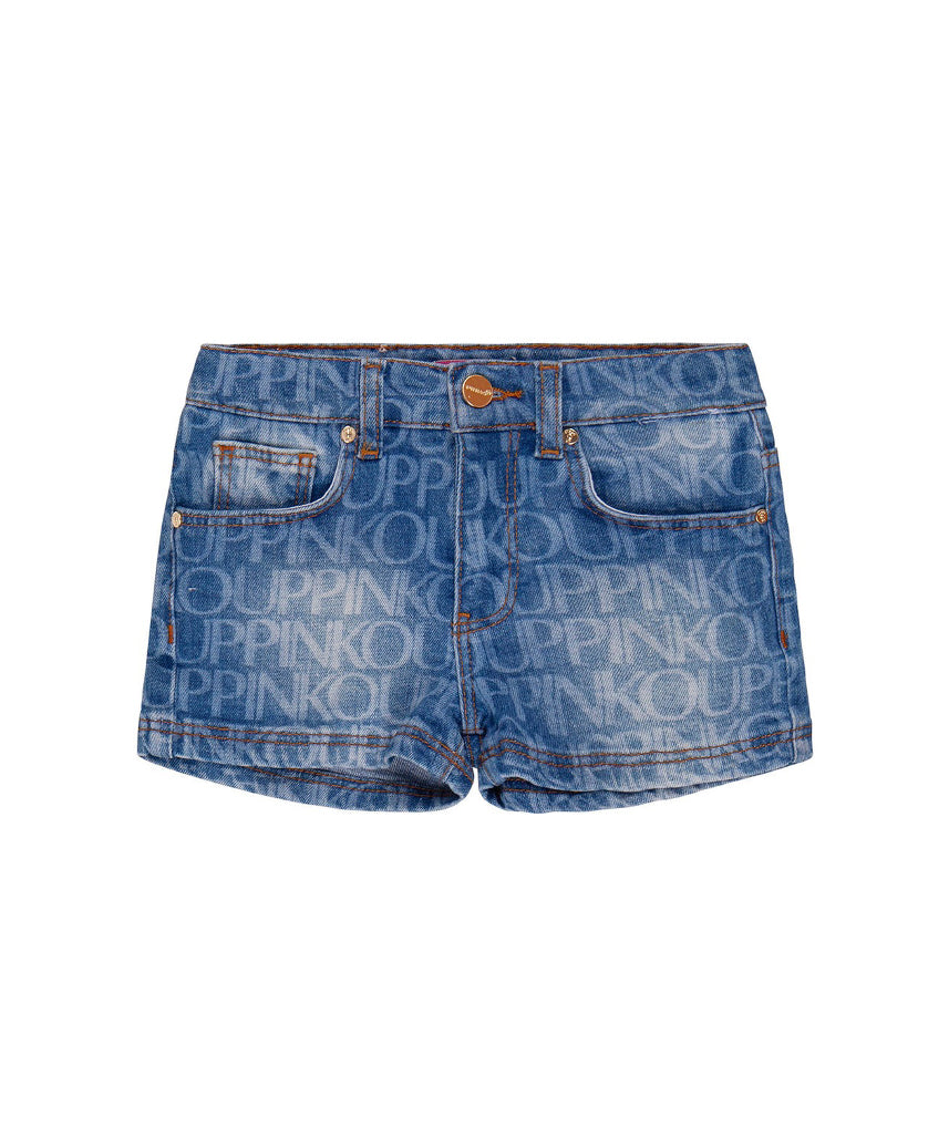 Pinko Kids Short Denim Blu con Logo Monogram