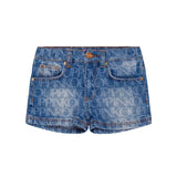 Pinko Kids Short Denim Blu con Logo Monogram