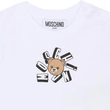 Moschino Kids T-Shirt Bianco con Logo Teddy Bear per Neonati