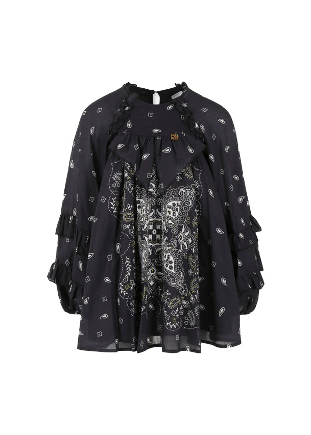 Pinko Kids Abito Nero con Stampa Bandana per Bambine