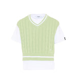 Msgm Kids T-Shirt con Gilet Bianco/Verde per Bambini