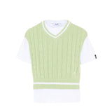 Msgm Kids T-Shirt con Gilet Bianco/Verde per Bambini