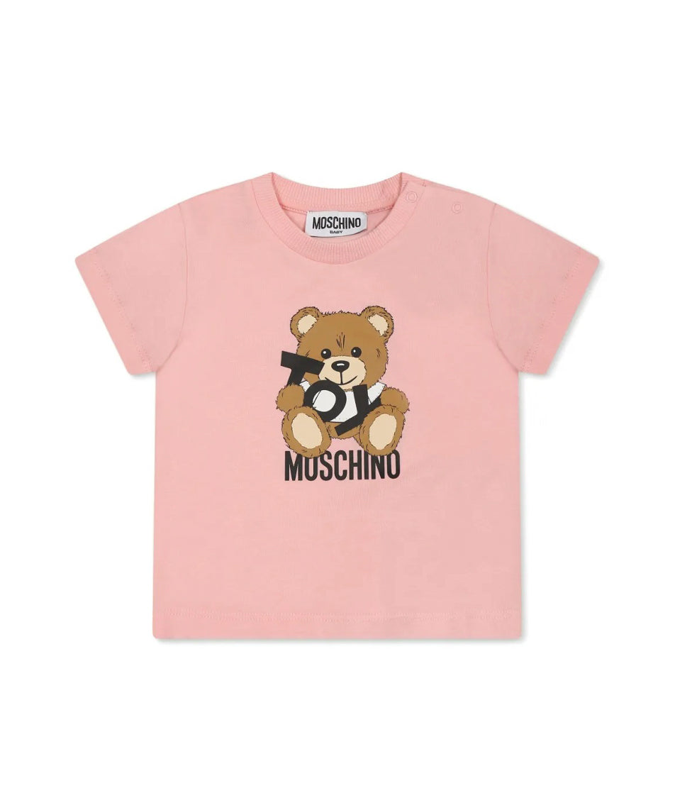Moschino Kids T-shirt Rosa con Stampa Toy per Neonate