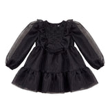 Elisabetta Franchi La Mia Bambina Abito Nero in Tulle con Strass per Neonate