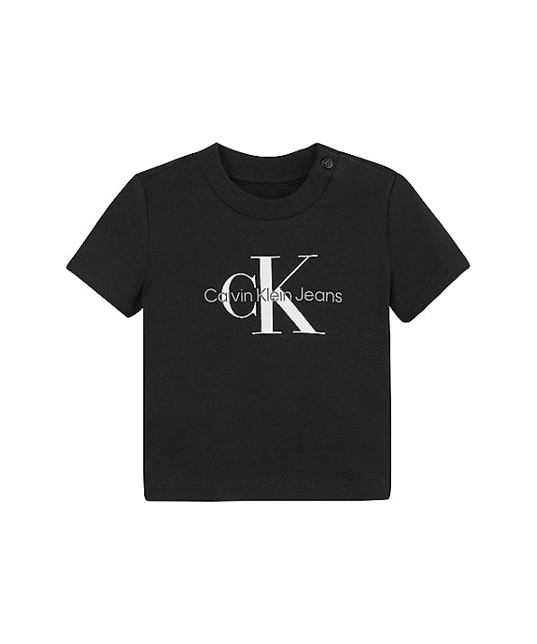 Calvin Klein Kids T-Shirt Nera con Stampa per Neonati