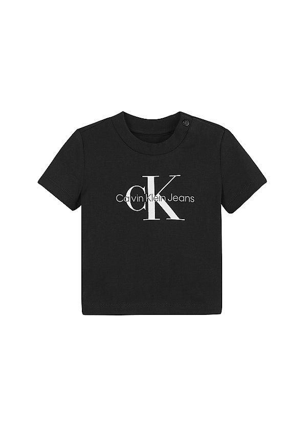 Calvin Klein Kids T-Shirt Nera con Stampa per Neonati