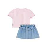 Moschino Kids T-shirt a Quadri con Gonna Denim per Neonate