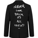 MSGM Kids Blazer Nero a Righe con Stampa sul Retro per Bambine