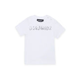 Dsquared2 Kids T-Shirt Bianco con Logo e Bottoni per Neonati