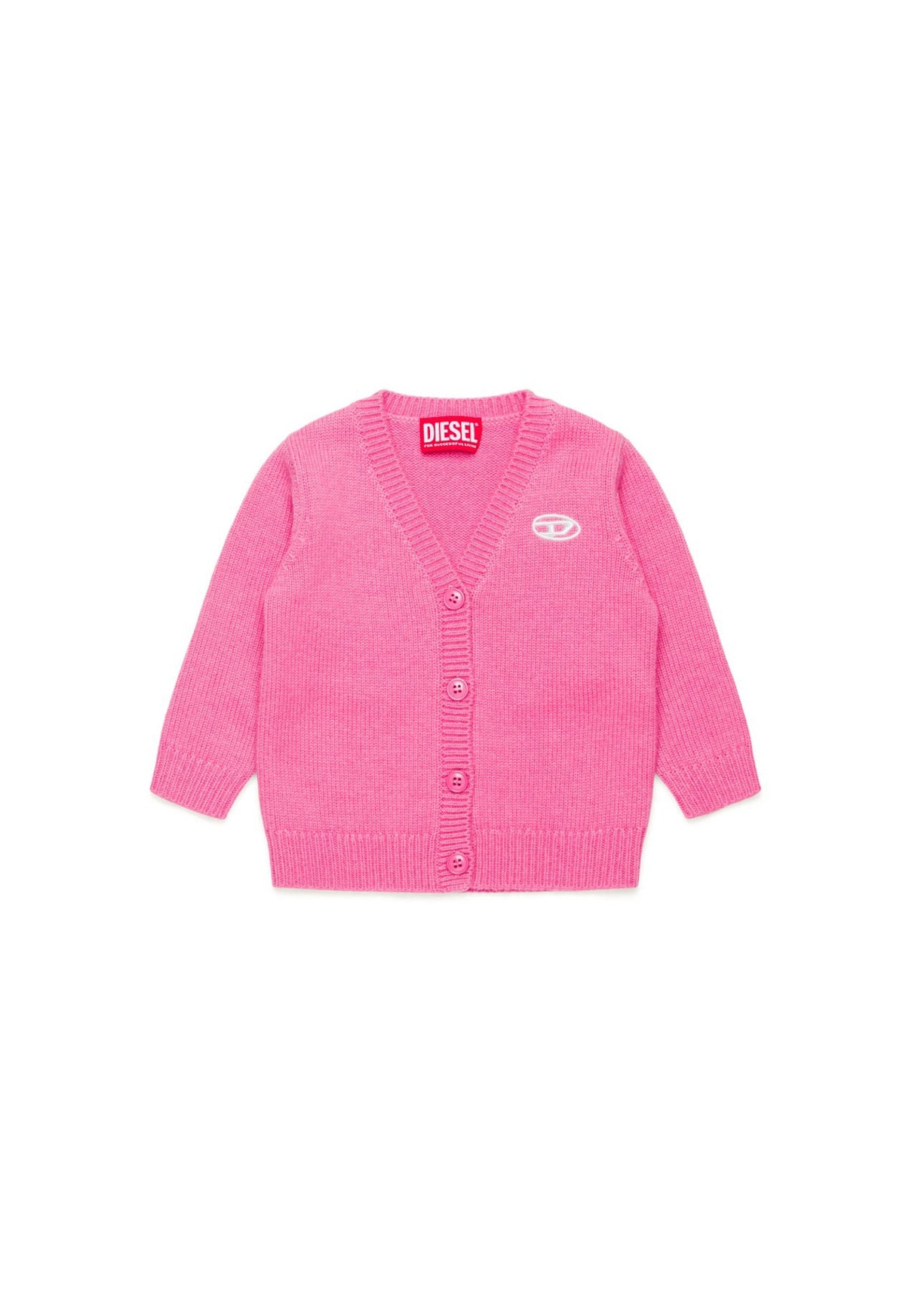 Diesel Kids Cardigan Fucsia con Oval D per Neonate