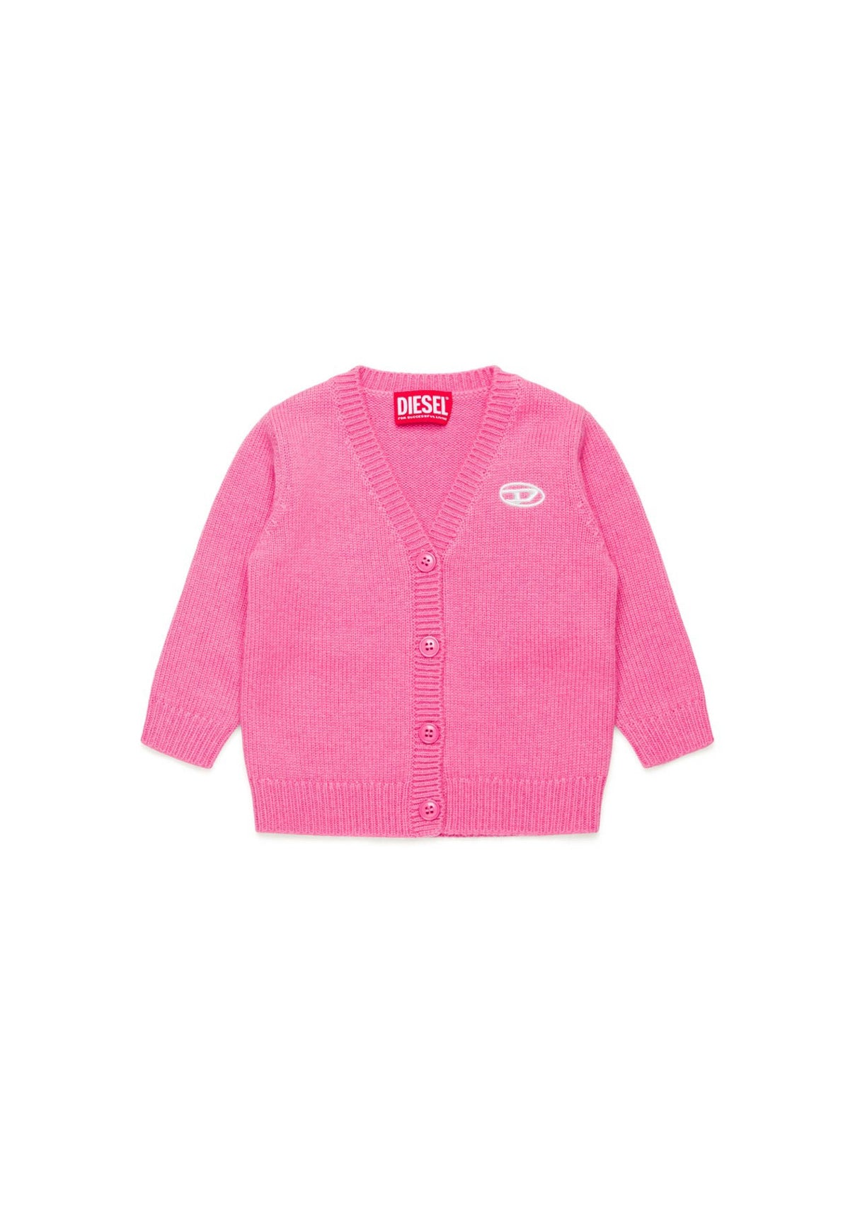 Diesel Kids Cardigan Fucsia con Oval D per Neonate