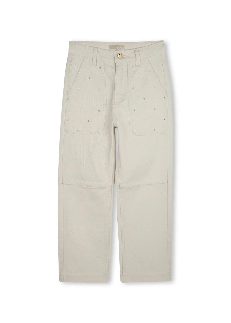 Michael Kors Kids Pantaloni Crema con Applicazione Strass per Bambine