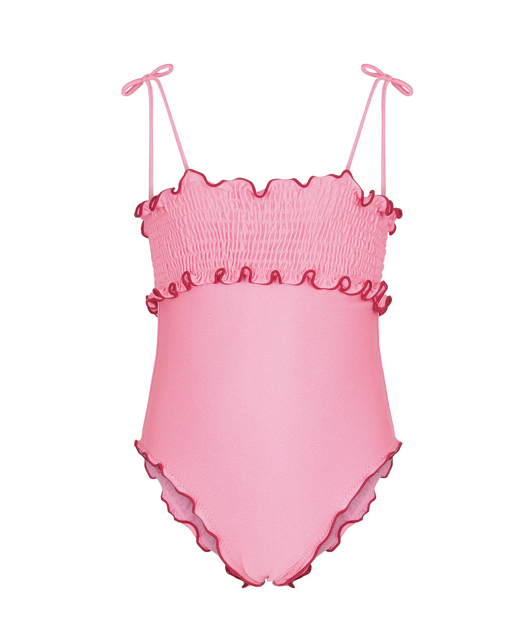 F**K Kids Costume Intero Rosa con Dettagli Rossi per Neonate