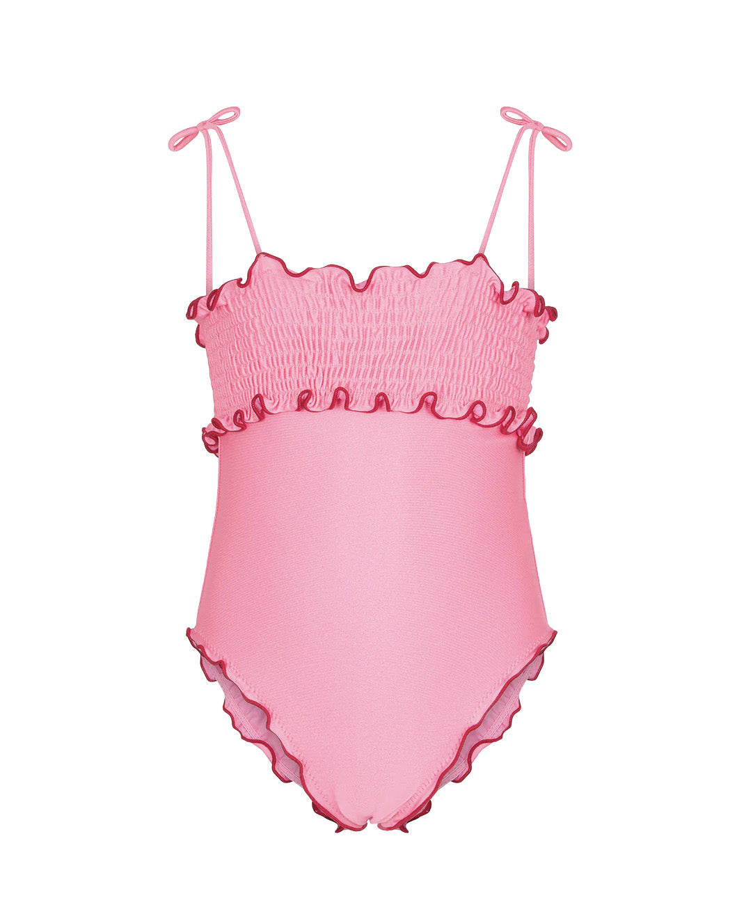 F**K Kids Costume Intero Rosa con Dettagli Rossi per Neonate