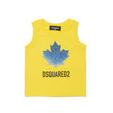 Dsquared2 Kids Canotta Gialla con Stampa Logo a Contrasto Unisex per Bambini