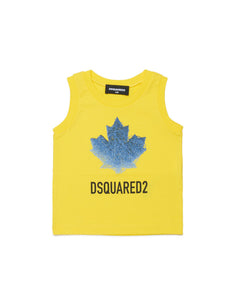 Dsquared2 Kids Canotta Gialla con Stampa Logo a Contrasto Unisex per Bambini