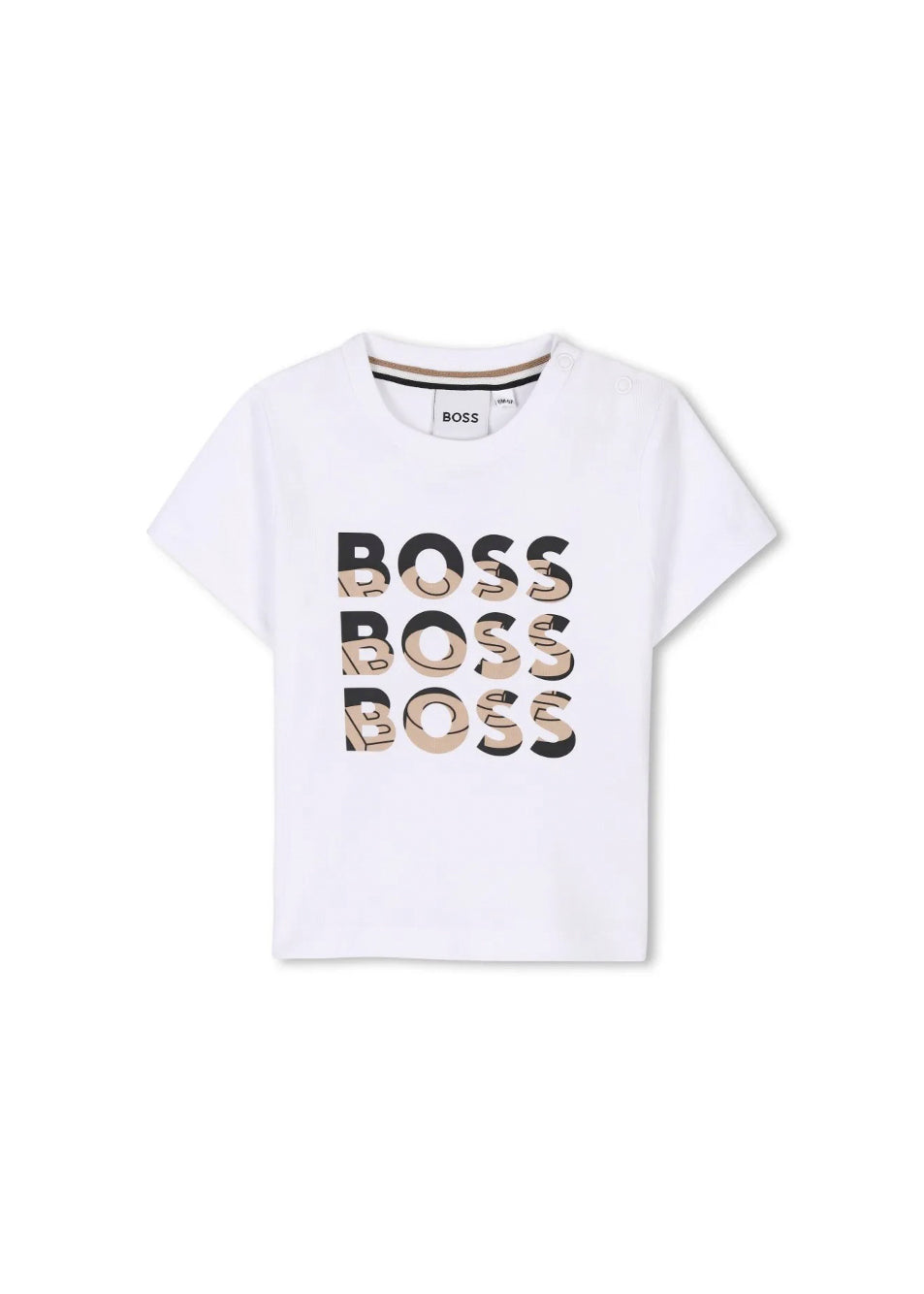 Boss Kids T-shirt Bianca con Stampa Boss per Neonati