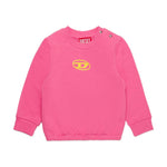 Diesel Kids Felpa Girocollo Rosa Con Logo Oval D per Neonate frontale